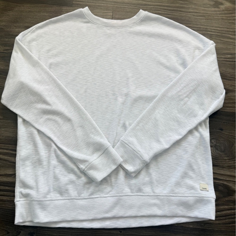 Vuori Sunrise Ribbed lightweight crewneck Sweatshirt White VW1048 Womens XS